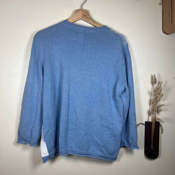 Women's Lrg Alfred Dunner Victoria Falls Crewneck 3/4 Sleeve Colorblock Sweater - Picture 5 of 5